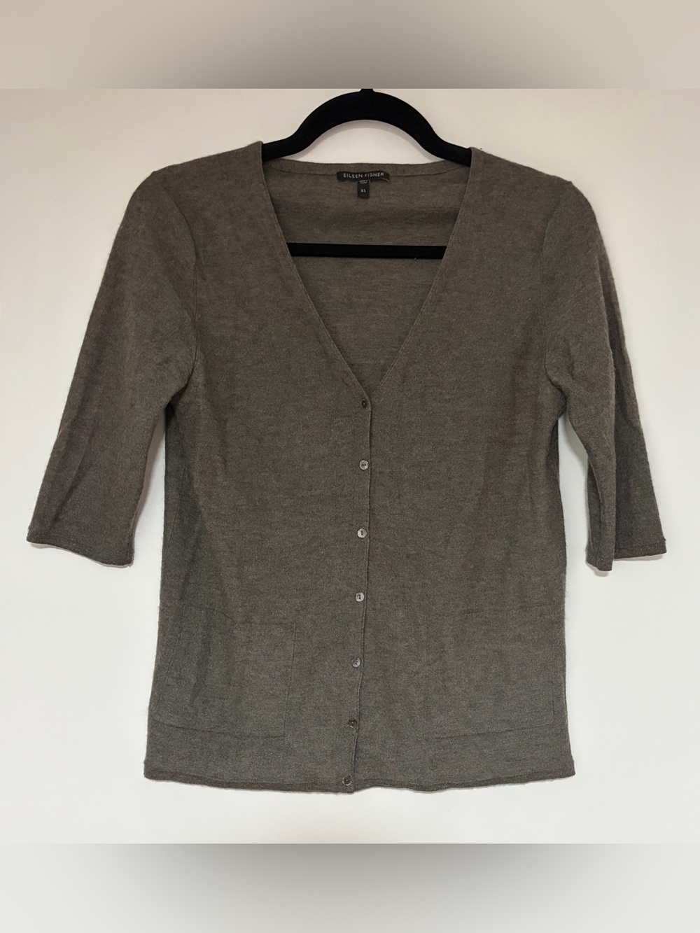 Eileen Fisher Women’s 100% Cashmere Brown Button Up Sweater Size XS